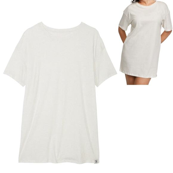 NEW Victoria's Secret SLEEP SHIRT Women's M/L 100% Cotton White Snow Heather PJS - Picture 13 of 13